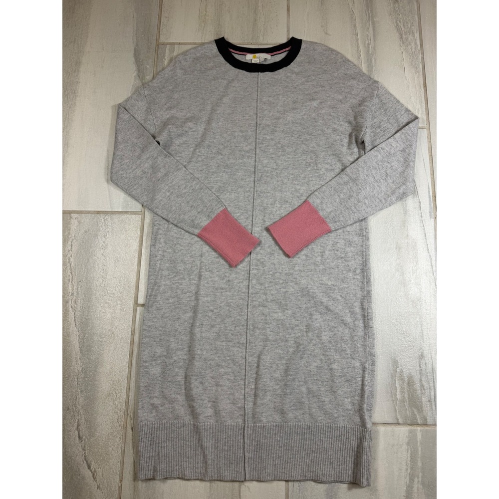 Boden Gray Wool Cashmere Blend Colorblock Sweater Dress Pink Cuffs US 6